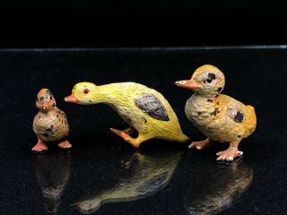 Antique Austrian Vienna Bronze Family Of Ducks
