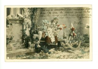 Rppc Little Girl Playing With Fancy Dolls,  Pets & Rocking Horse Stebbing Paris
