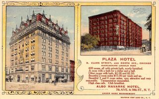 Chicago Il Plaza Hotel Hotel Navarre In Nyc Same Management Art Nouveau 1910 Pc