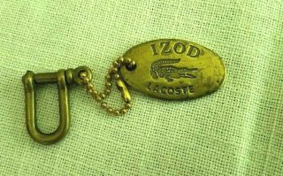 Izod Lacoste Vintage Keychain Solid Brass Dog Tag 1980 