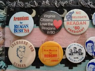 Ronald Reagan buttons.  Pin back type.  Good cond. 2