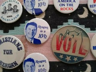 Ronald Reagan buttons.  Pin back type.  Good cond. 5