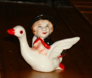Very Rare " Mother Goose " Bone China Miniature Figurine - Japan