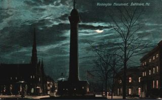 Baltimore,  Maryland,  Md,  Washington Monument,  1909 Vintage Postcard G1108