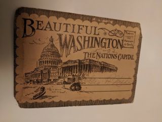 Antique Washington Dc The Nations Capital Souvenir Linen Art Folder