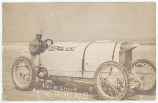 1910 Auto Racing Real Photo Barney Oldfield Land Speed Record - Daytona,  Florida