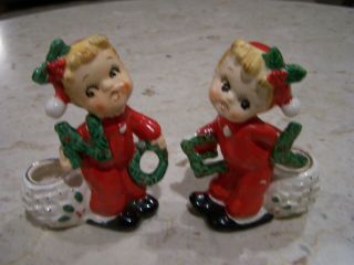 Lovely Vintage 50s 60s Napco Japan Christmas Noel Candle Holders/check Them Out