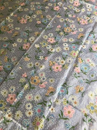 Vintage Fabric Flocked Daisy Swiss Dot Sheer Curtain