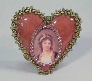 Jay Strongwater Enamel & Jeweled Dominique Heart Frame,  Deep Pink 2