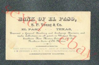 Bank Of El Paso Texas Advertising Postal - Circa 1890 Postcard Grade 3