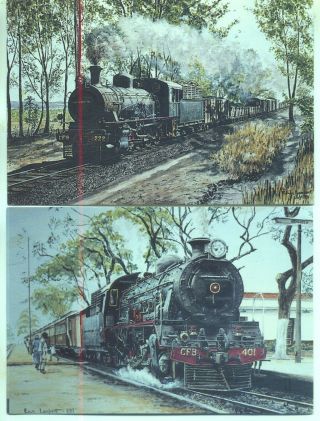 Benguela Railway Angola Africa 2 Watercolour Postcards Edwin Lambert