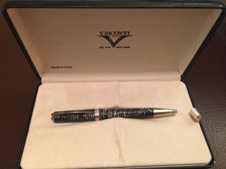 Visconti Wall Street Ballpoint In Gray Pearl And Sterling Silver Trim
