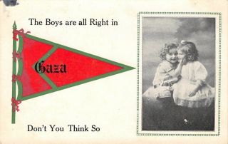 " The Boys Are All Right " In Gaza Ia Lil Victorian Girls Whisper 1912 Pennant Pc