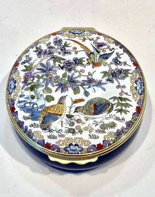 Large Halcyon Days Enamels 19th Century Chinese With Quails Trinket Box Mma