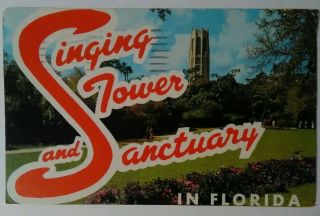 Vintage Florida Picture Postcard Singing Tower And Sanctuary Lake Wales Fl