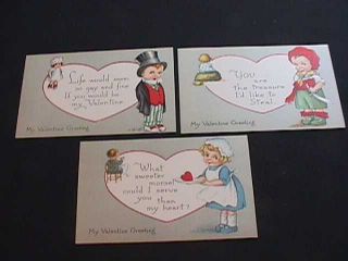 3 C.  S.  Byrnes Valentine Postcards Gibson Art Company