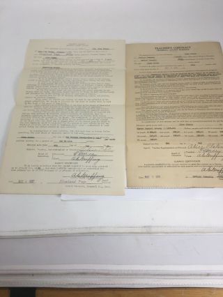 Antique 1929 & ‘37 Teacher Employment Contract Howland Twp Trumbull County Ohio