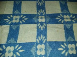 Vintage Pink & Blue Double Length Soft Cotton Geometric Floral Camp Blanket 7