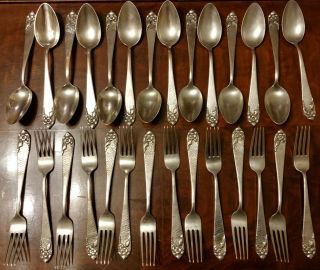 Vtg Hammered Silverware 28 Spoons Forks Yogya? Indonesia? Marked 800 1167 Grams
