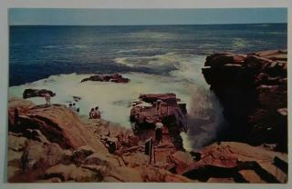 Vintage Maine Postcard Thunder Hole Acadia National Park Bar Harbor Me.