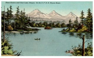 Early 1900s Three Sisters And Clear Lake,  Or Southern Pacific Railroad Postcard