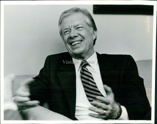1982 Press Photo Politics Jimmy Carter President Galloway Interview Chicago 8x10