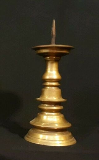 Vintage Antique Williamsburg Style Brass Candle Holder Iron Spike Pricket 5