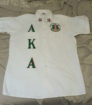 Alpha Kappa Alpha Sorority Aka Sz Large Buttondown Shirt With Pink Collar Stain