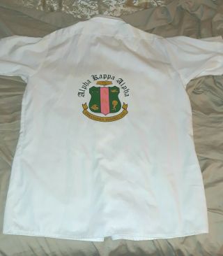 Alpha Kappa Alpha Sorority AKA sz large buttondown shirt with pink collar stain 3