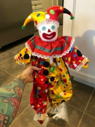 Vintage Red And Yellow Polka Dot Clown Doll