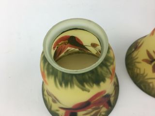 Antique Reverse Painted Love Birds Satin Lamp Shade Set of 3 6