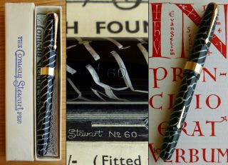 Conway Stewart 60 Cracked Ice Fountain Pen 1950s.  14c Duro Full Flex Nib.  Boxed