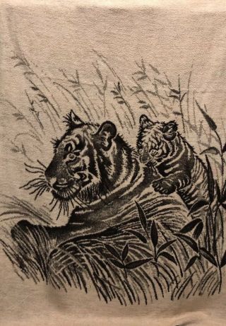San Marcos 75” X 53” Reversible Brown Acrylic Blend Tiger,  Cub Blanket Vintage 2