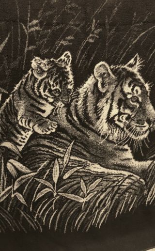 San Marcos 75” X 53” Reversible Brown Acrylic Blend Tiger,  Cub Blanket Vintage 3