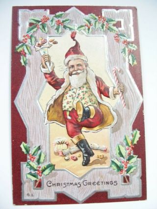 Christmas Greetings Santa Dancing Candy The Bank of Opelika Alabama Postcard NR 2