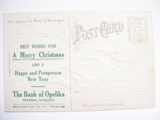 Christmas Greetings Santa Dancing Candy The Bank of Opelika Alabama Postcard NR 3