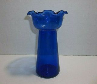 Vintage Italian Art Glass Bulb Forcing Vase Cobalt Blue Hyacinth Crocus 6.  5 "
