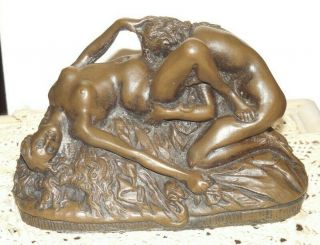 Bronze Erotic Figurine Signed J M Lambeaux Lgbt Lesbian Women Lovers