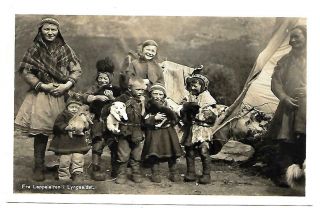 Lyngseidet Norway Vintage Rppc Postcard Family Group & Puppies Lapland Sami