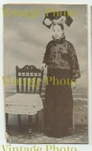 OLD PHOTOS CHINESE LADIES ? SHANGHAI TIENTSIN PEKING ? CHINA ALBUM PAGE C.  1900 2