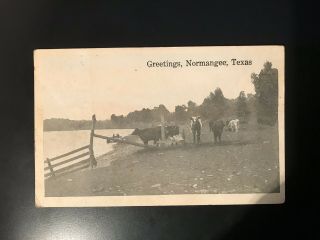Vintage Greetings From Normangee,  Texas,  Tx,  Cattle,  Postcard Rare Old 1917