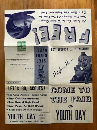 Vintage Flier Boy Scouts Youth Day Wisconsin State Fair Aug 941 Milwaukee Stamp 2