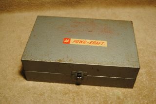 Vintage Powr - Kraft Metal Case Box With Fixed Dividers Power Tool Maybe