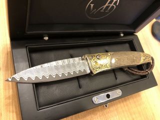 William Henry Knife B30 Gray Hills Fossil Bone,  Gold And Citrine Retail $2149