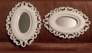 2 - Home Interiors Homco White Oval Wall Hanging Accent Mirrors