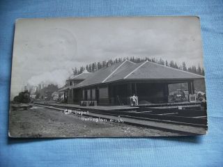 Circa 1910 Rppc Of The Great Northern Depot Burlington,  Washington