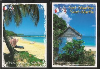 Saint Martin,  West Indies.  11 Different Postcards Views,  Unposted.