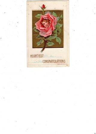 Congradtulations Flower With Child Face Old Postcard 5/11 70fix