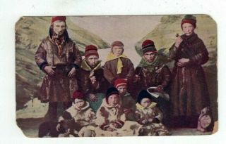 Norway Antique Post Card Family From Lapland