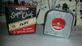 Vintage Metal White Chief 16 Ft Carlson Sullivan Tape Rule Measure